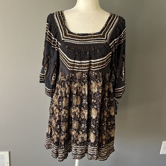 Free People Midsummer Night Dream Black Floral Print Dress - Picture 3 of 14